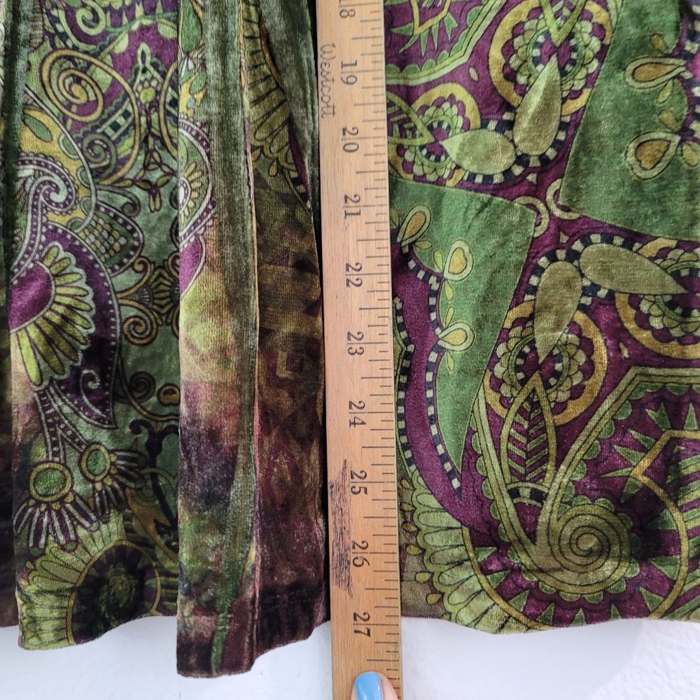 One World Womens Size M 3/4 Sleeve Embellished Beaded Sequin Boho Velour Top - Picture 6 of 14